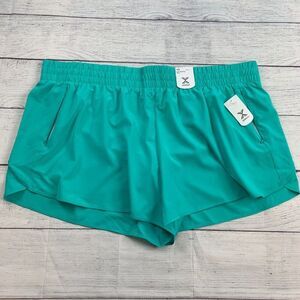 Xersion Running Shorts sz 4X Plus Green Inner Liner Zip Pockets New NWT